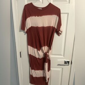 Zara Red and White Tie-Dye Midi Dress